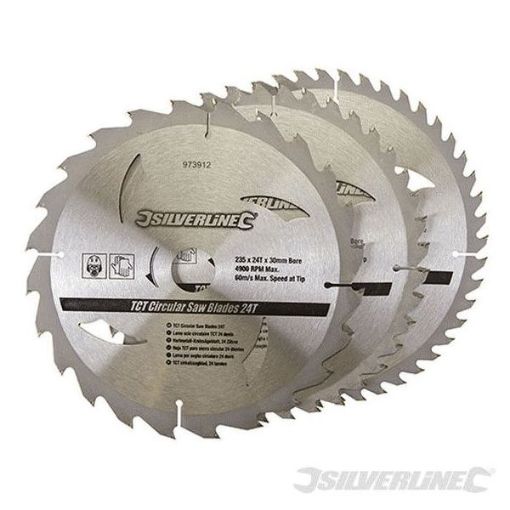 Picture of TCT Circular Saw Blades 24, 40, 48T 3pk 235 x 30 - 25, 16mm Rings