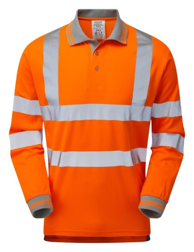 Picture of Pulsar Rail Spec Long Sleeve Polo Shirt PR470 Orange