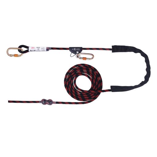 5m Adjustable Work Positioning Lanyard | Rope Grab + Karabiners | EN 358 Certified