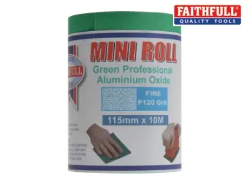 Picture of Faithfull Aluminium Oxide Sanding Paper Roll Green 115mm x 10m 120g