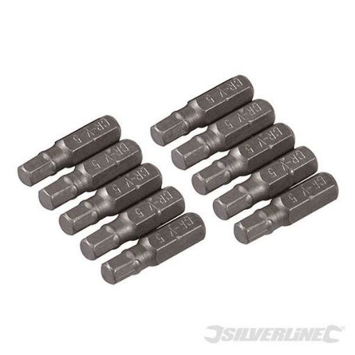 Picture of Hex Cr-V Screwdriver Bits 10pk Hex 5mm