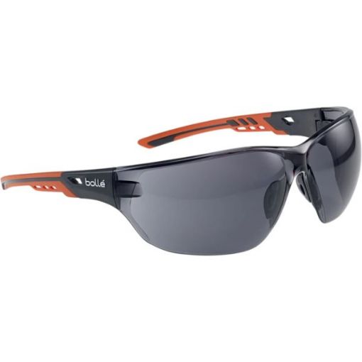 NESS-Safety-Spectacles-Smoke-Platinum-PC-Black-Orange-Frame-Eco-Pack