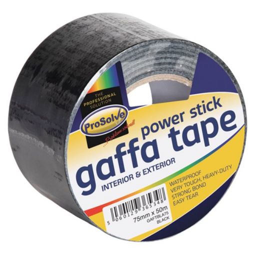 Picture of Prosolve Power Black Stick Gaffa Tape 75mm x 50m