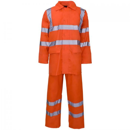 Picture of Polyester/PVC Hi Viz Rainwear - Orange Rainsuit 