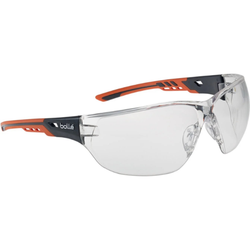 Picture of Bolle NESS+ Safety Glasses - Clear Platinum PC Lens, TPR Black and Orange Frame, Eco