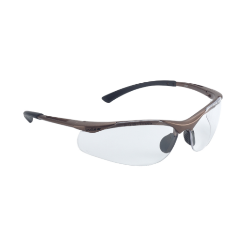 Picture of Clear PC lens - PLATINUM hard coat & anti-fog coating - Bronze nylon frame - Sports temples with TIPGRIP - TPE comfort nose - microfibre bag