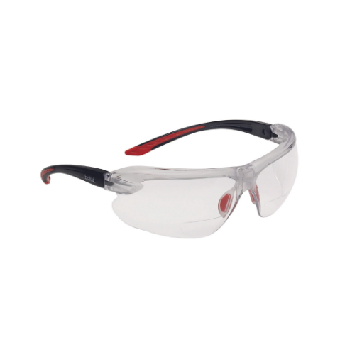 Picture of Clear PC lens - PLATINUM Lite ASAF -  Bi-material frame PC +TPR - Pivoting temples black/red - B-Flex nose - reading area +2,5 - cord