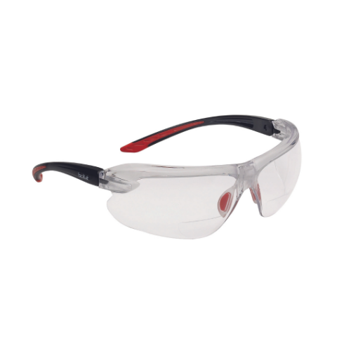Picture of Clear PC lens - PLATINUM Lite ASAF - Bi-material frame PC +TPR - Pivoting temples black/red - B-Flex nose - reading area +2 -  cord