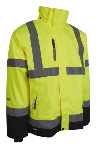 Picture of BREATHABLE HI-VIS RAIN JACKET - Yellow/Navy