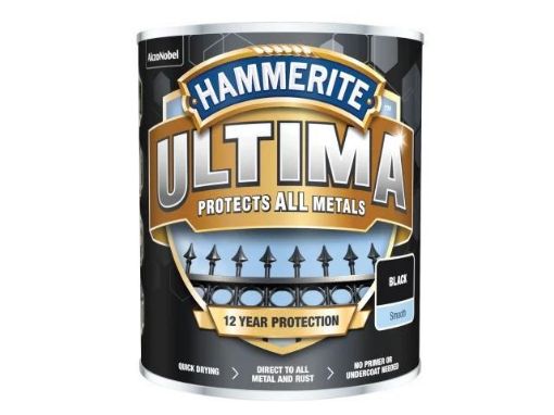 Picture of Hammerite Ultima Metal Paint Smooth Black 750ml
