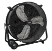 Heavy duty steel casing and wheels on industrial drum fan