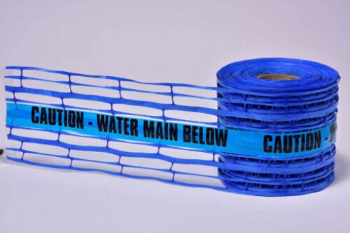 Water Main Below/ BLUE Locata Detectable Warning Mesh 100mx200mmx55micron